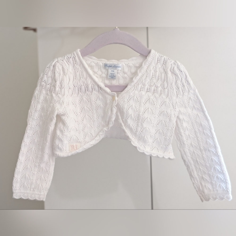 Ralph Lauren White Cardigan Sweater Size 24 months